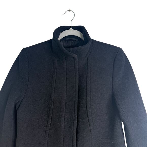 Talbots Italian Wool Blend Stadium Coat Zip Up Size 6 Black Longline Classy - Picture 4 of 16